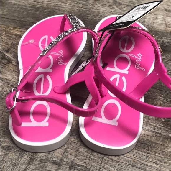 Bebe girls rhinestone pink sandals bling Nwt shoes - Picture 5 of 6